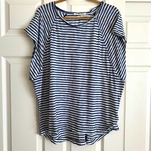 Free People navy and white striped top